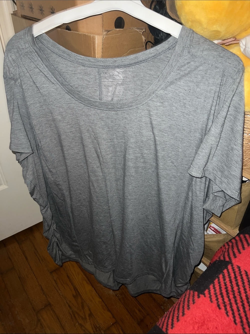 Terra & Sky Gray Short-Sleeve Ruffle Sleeve Tee